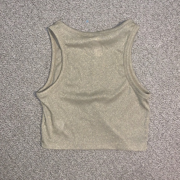 Gold Sparkly H&M Cropped Tank Top - Picture 2 of 2